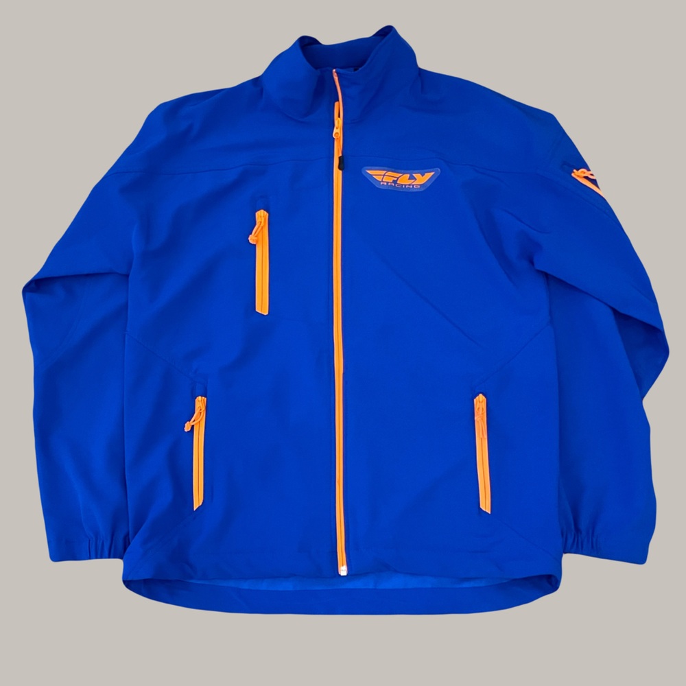 Fly Racing Wind-D Jacket Men's Size Large Blue Orange Collared ZipUp